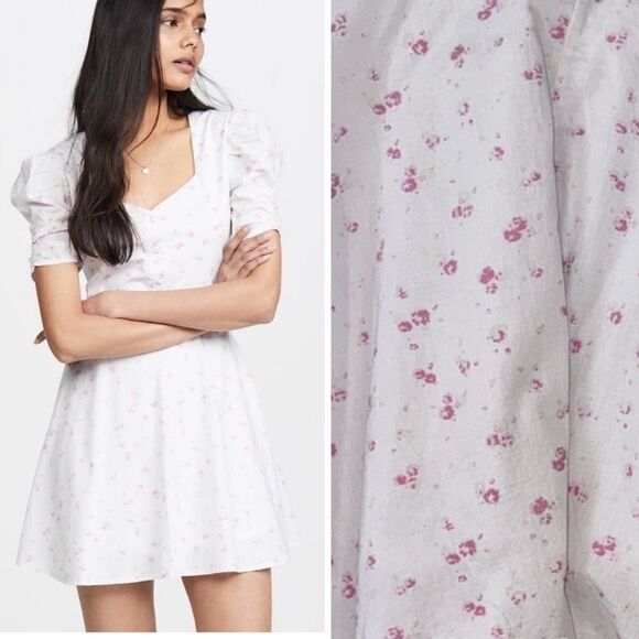 NWT LoveShackFancy Cora Mini Dress Pink Brimfield Floral Medium - Picture 1 of 16